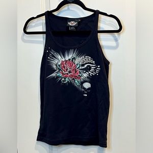 Harley Davidson Rose & Skull Tank Top